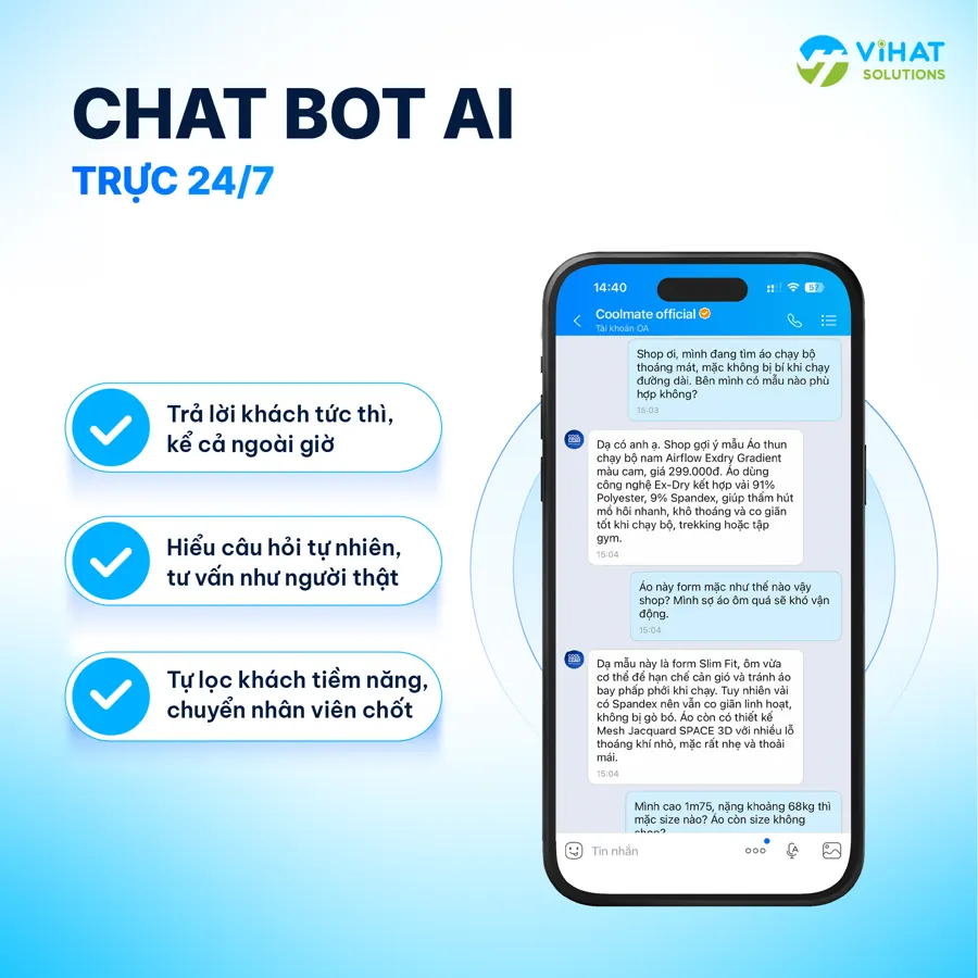 Chatbot AI trực 24/7 trên Zalo OA
