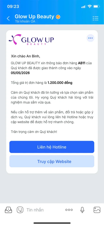 Mẫu tin ZBS xác nhận giao hàng