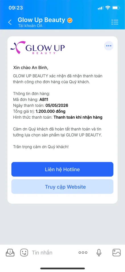 Mẫu tin ZBS xác nhận thanh toán