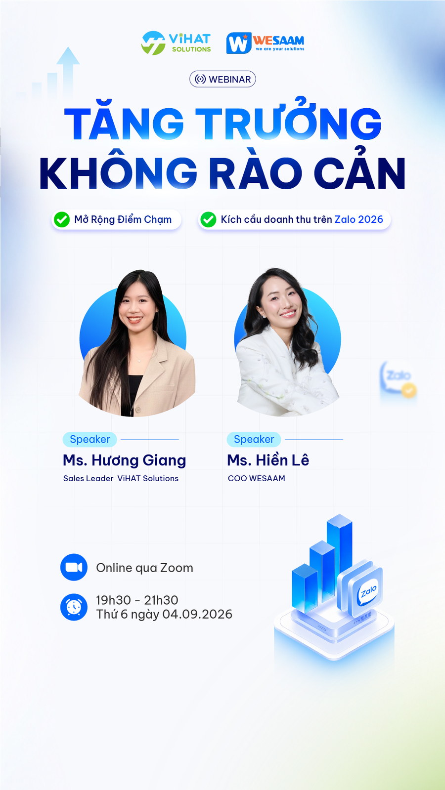 Webinar TĂNG TRƯỞNG KHÔNG RÀO CẢN — Mở rộng điểm chạm và kích cầu doanh thu trên Zalo 2026 | ViHAT Solutions