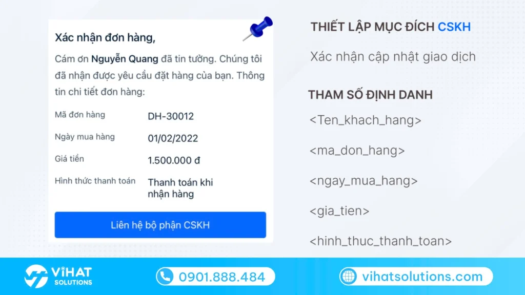 Mẫu ZNS xác nhận đơn hàng