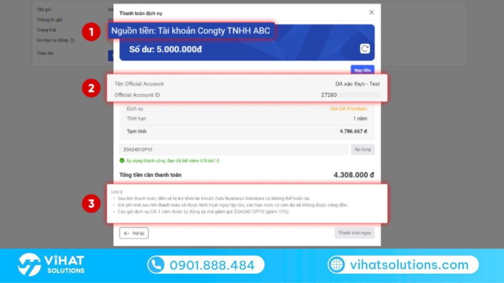Ảnh demo: Màn hình thanh toán mua Gói Premium 12 tháng