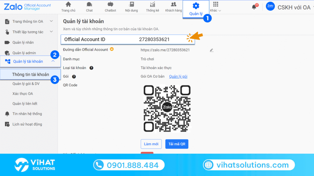 cách lấy OA ID