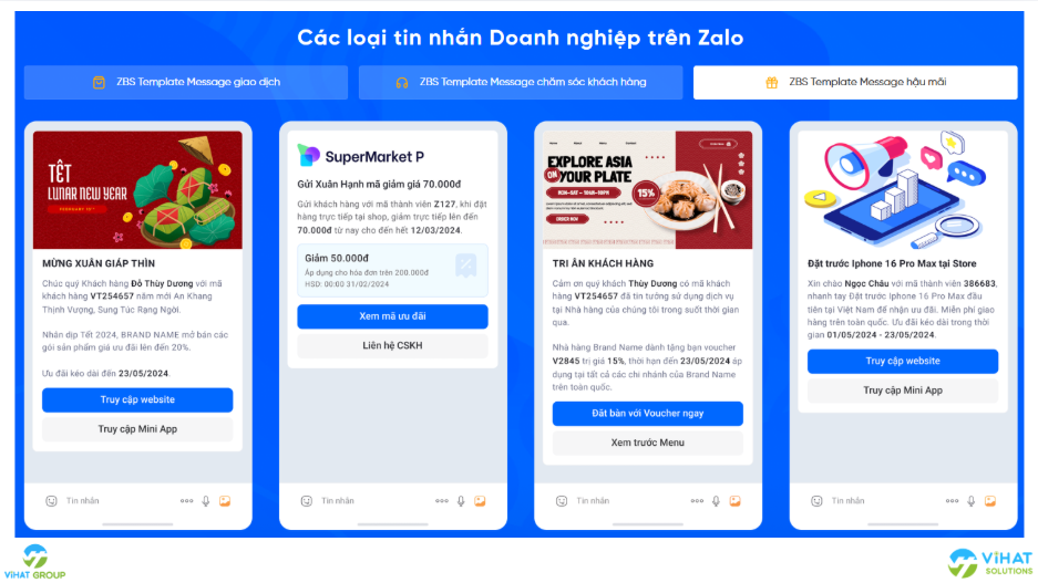 ZBS Template Message Hậu mãi