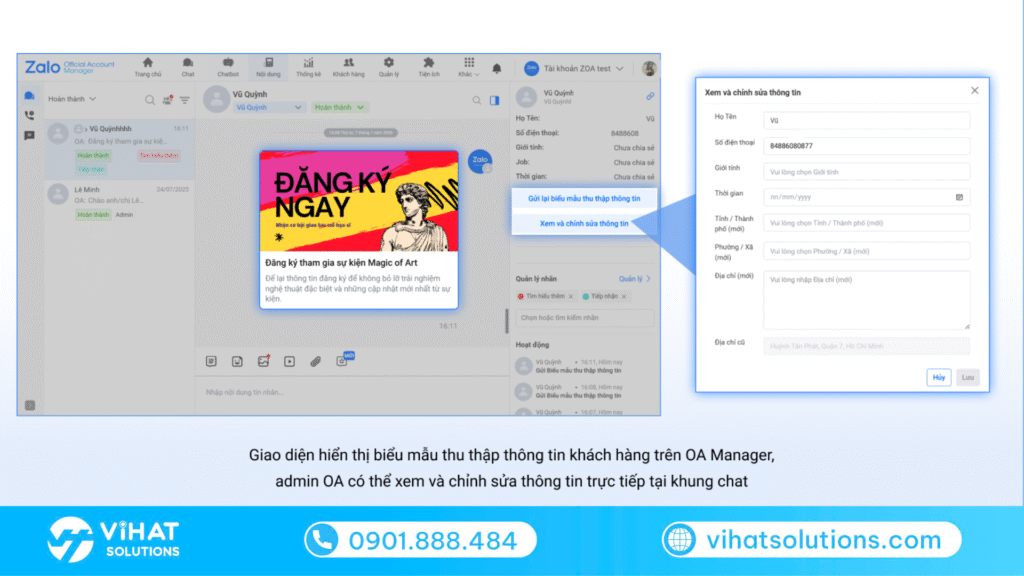 Tùy chỉnh biểu mẫu thu thập thông tin trong chat 1:1