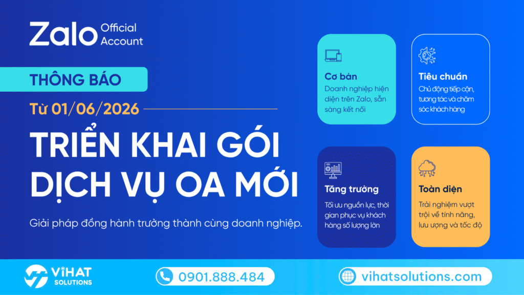 4 gói dịch vụ Zalo OA mới từ 1/6/2026