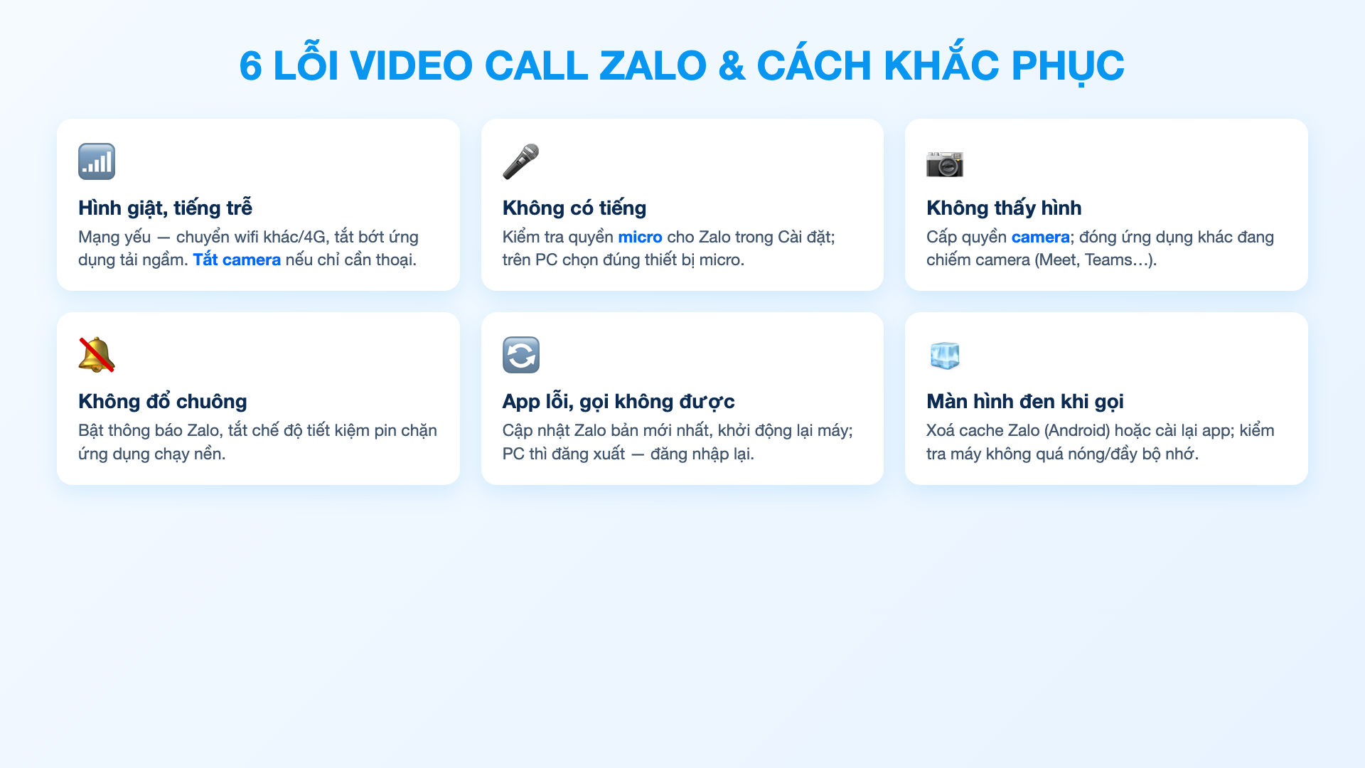 6 lỗi video call Zalo và cách khắc phục