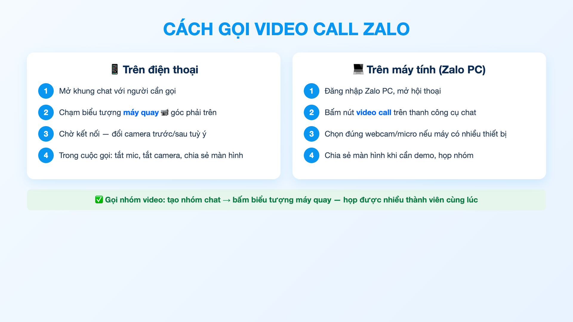 Cách gọi video call Zalo trên điện thoại và máy tính