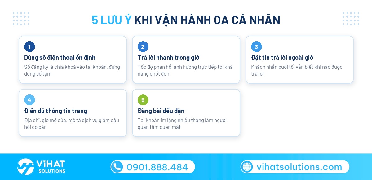 Năm lưu ý khi vận hành Zalo OA cá nhân