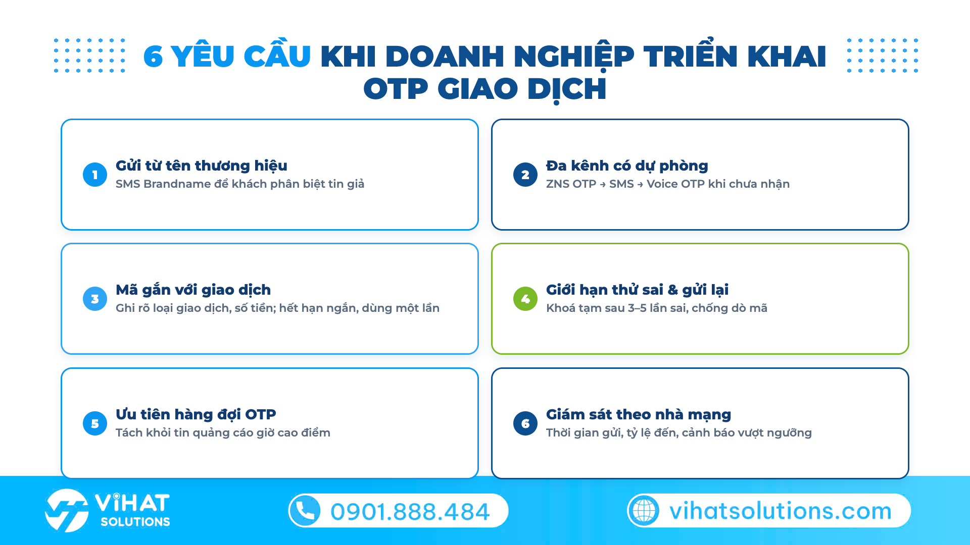 6 yêu cầu khi doanh nghiệp triển khai xác thực giao dịch bằng OTP