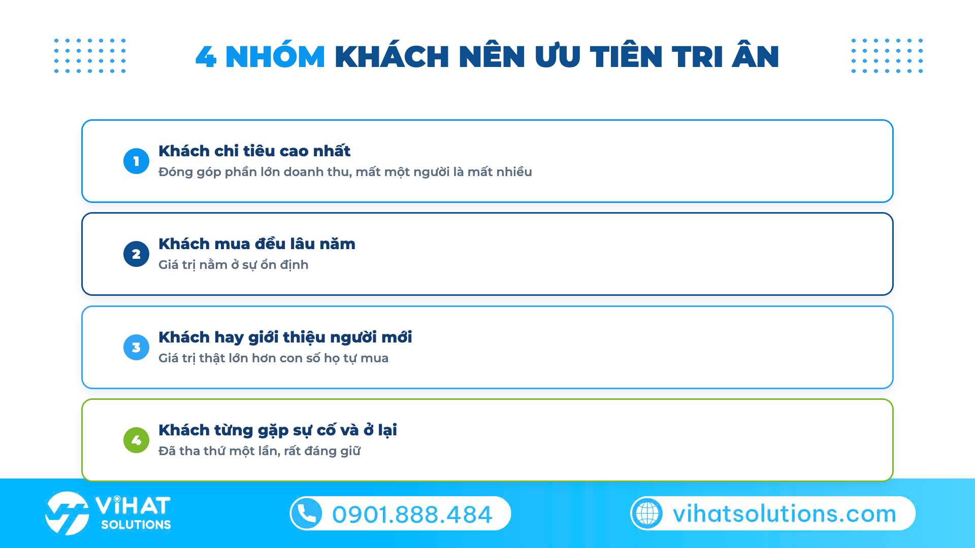 Bốn nhóm khách nên ưu tiên tri ân