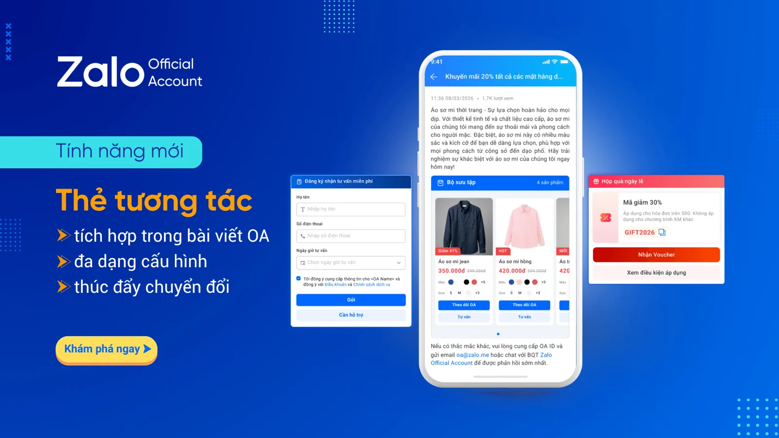 Tính năng mới Zalo OA: Thẻ tương tác tích hợp trong Bài viết OA