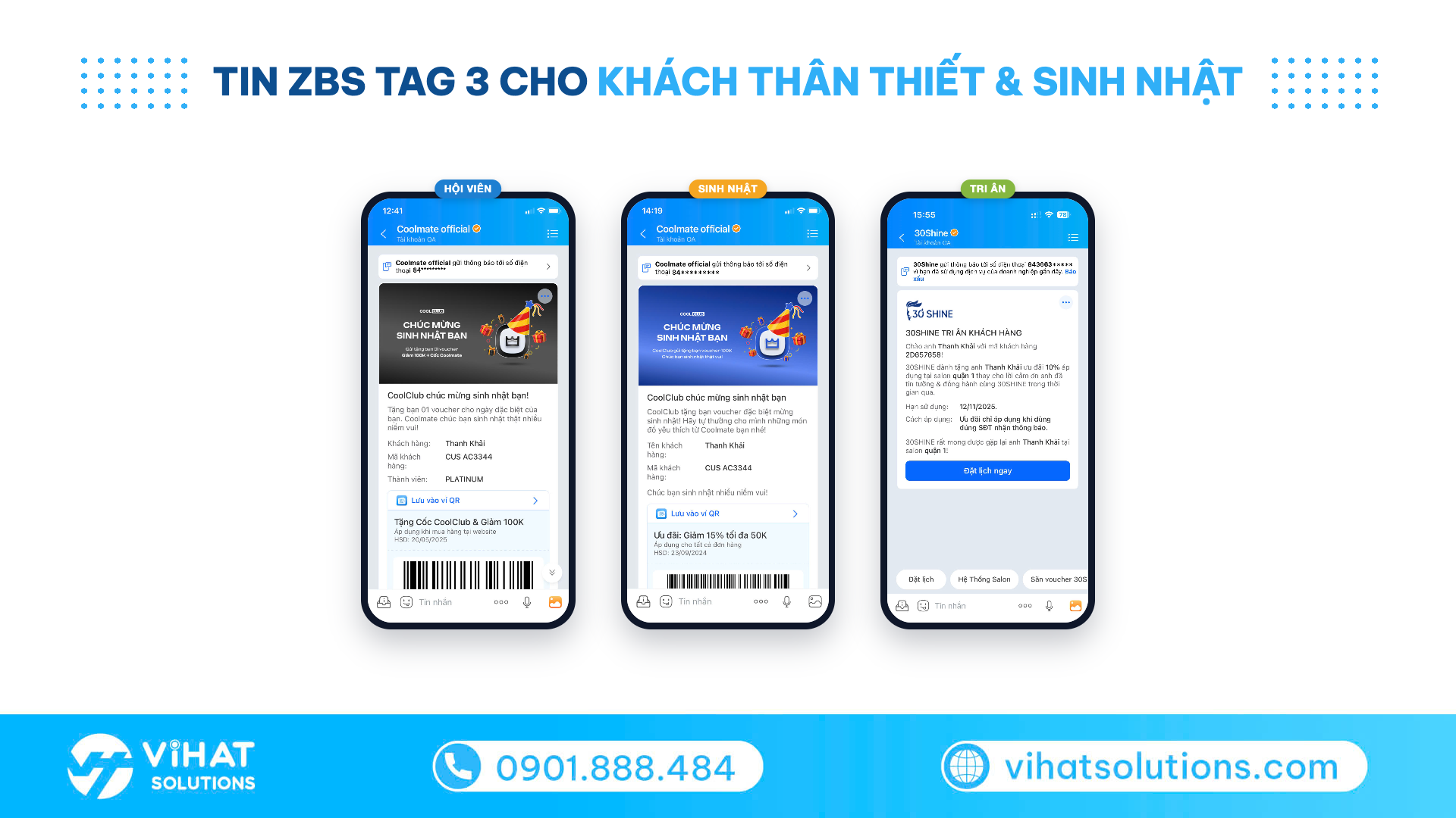 Tin ZBS Tag 3 thực tế cho chương trình khách hàng thân thiết và chúc mừng sinh nhật kèm voucher