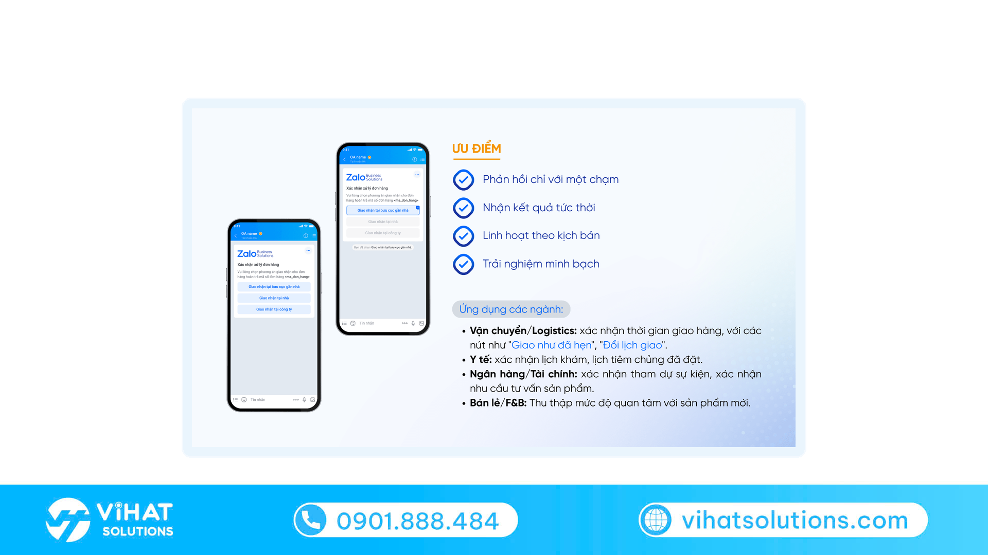 Mẫu Phản hồi nhanh Zalo ZNS với nút bấm xác nhận, điểm chạm đo cảm xúc trong customer journey