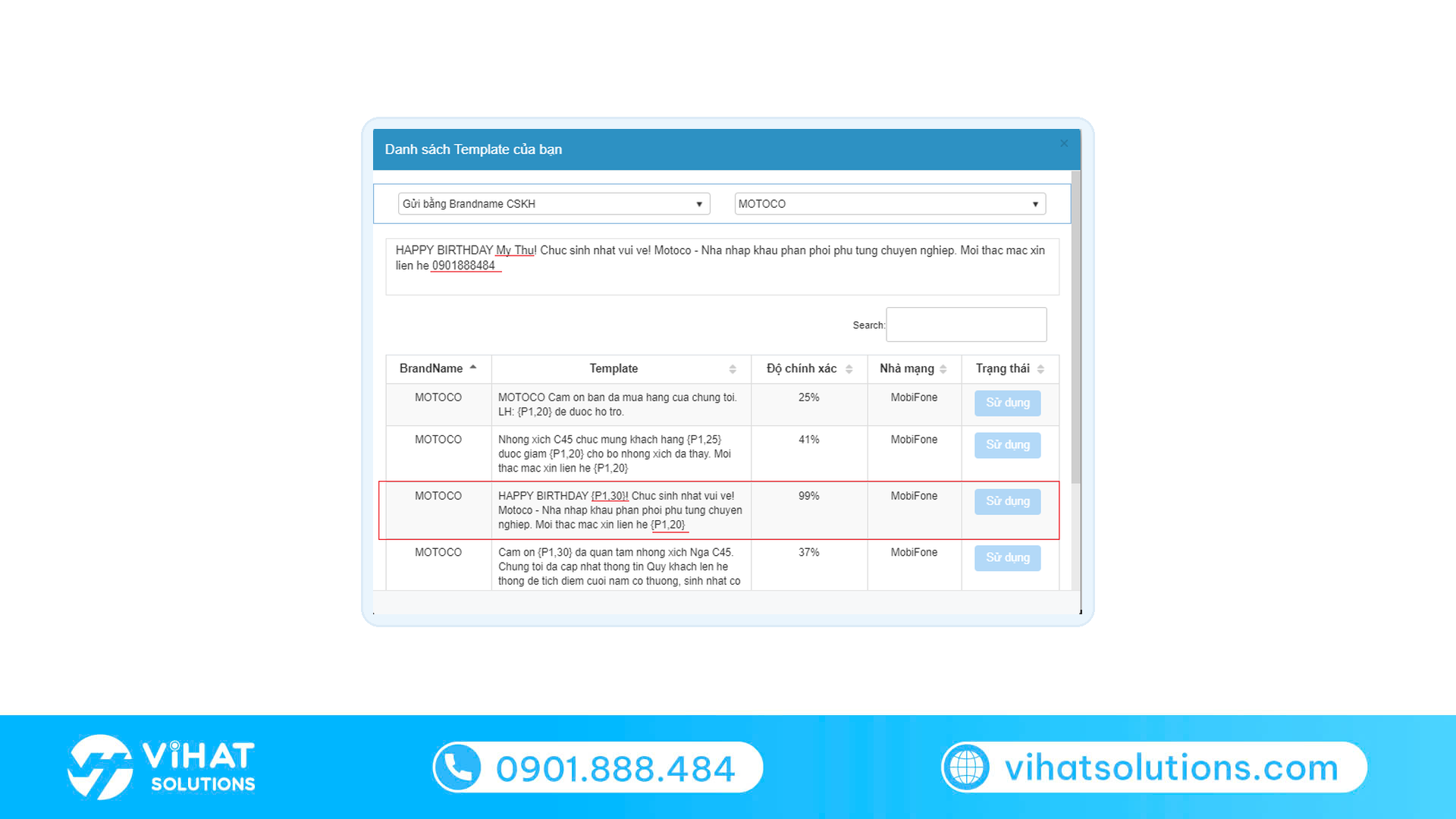 Công cụ kiểm tra độ chính xác mẫu tin SMS Brandname CSKH trên eSMS sau khi đăng ký brandname