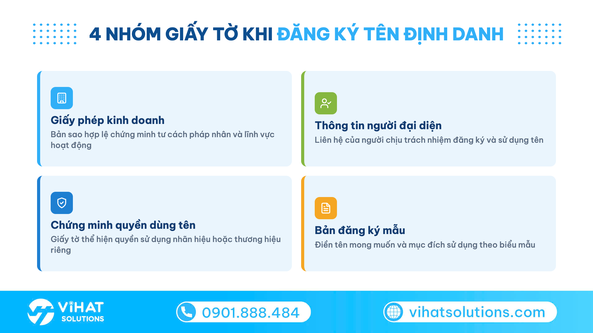 Lưới 4 nhóm giấy tờ cần chuẩn bị khi đăng ký tên định danh brandname