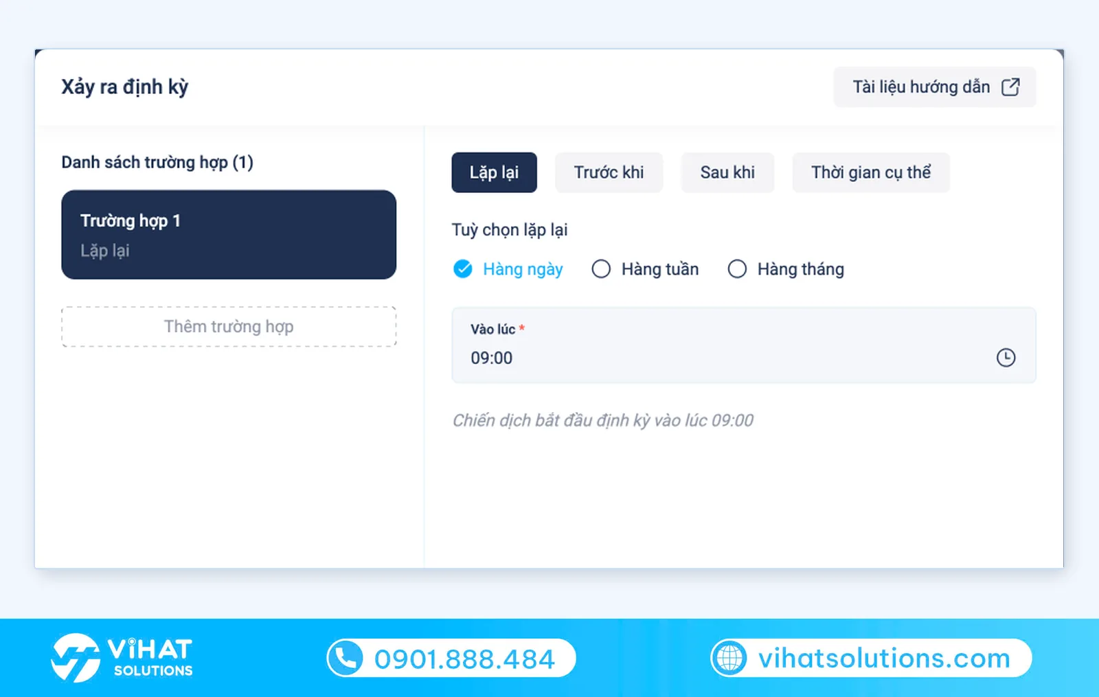 Điều kiện Xảy ra định kỳ trong OMIFlow cho kịch bản chăm sóc khách hàng