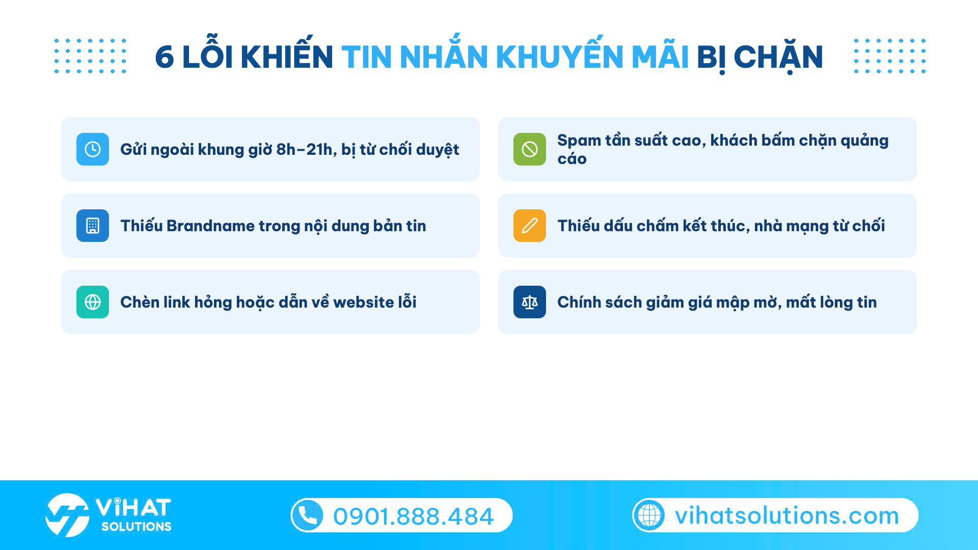 Checklist 6 sai lầm khiến tin nhắn khuyến mãi bị nhà mạng chặn hoặc lãng phí ngân sách