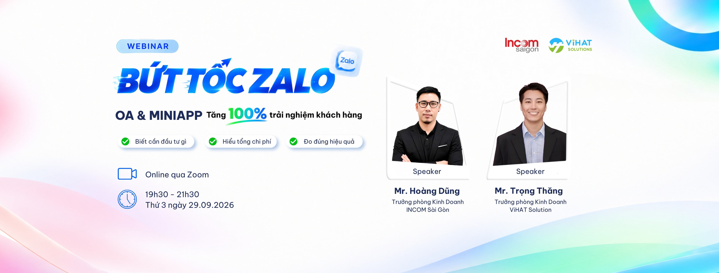 Webinar Bứt tốc Zalo OA & Miniapp — Tăng 100% trải nghiệm khách hàng | ViHAT Solutions × INCOM