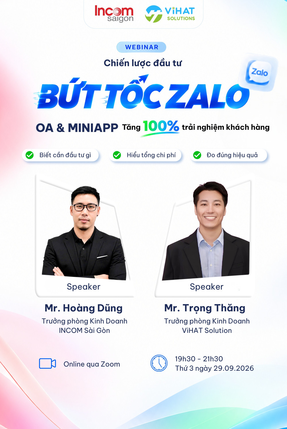 Webinar Bứt tốc Zalo OA & Miniapp — Tăng 100% trải nghiệm khách hàng | ViHAT Solutions × INCOM